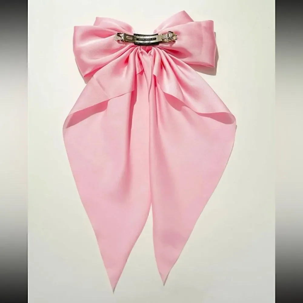 Pink  bow hair clips S601